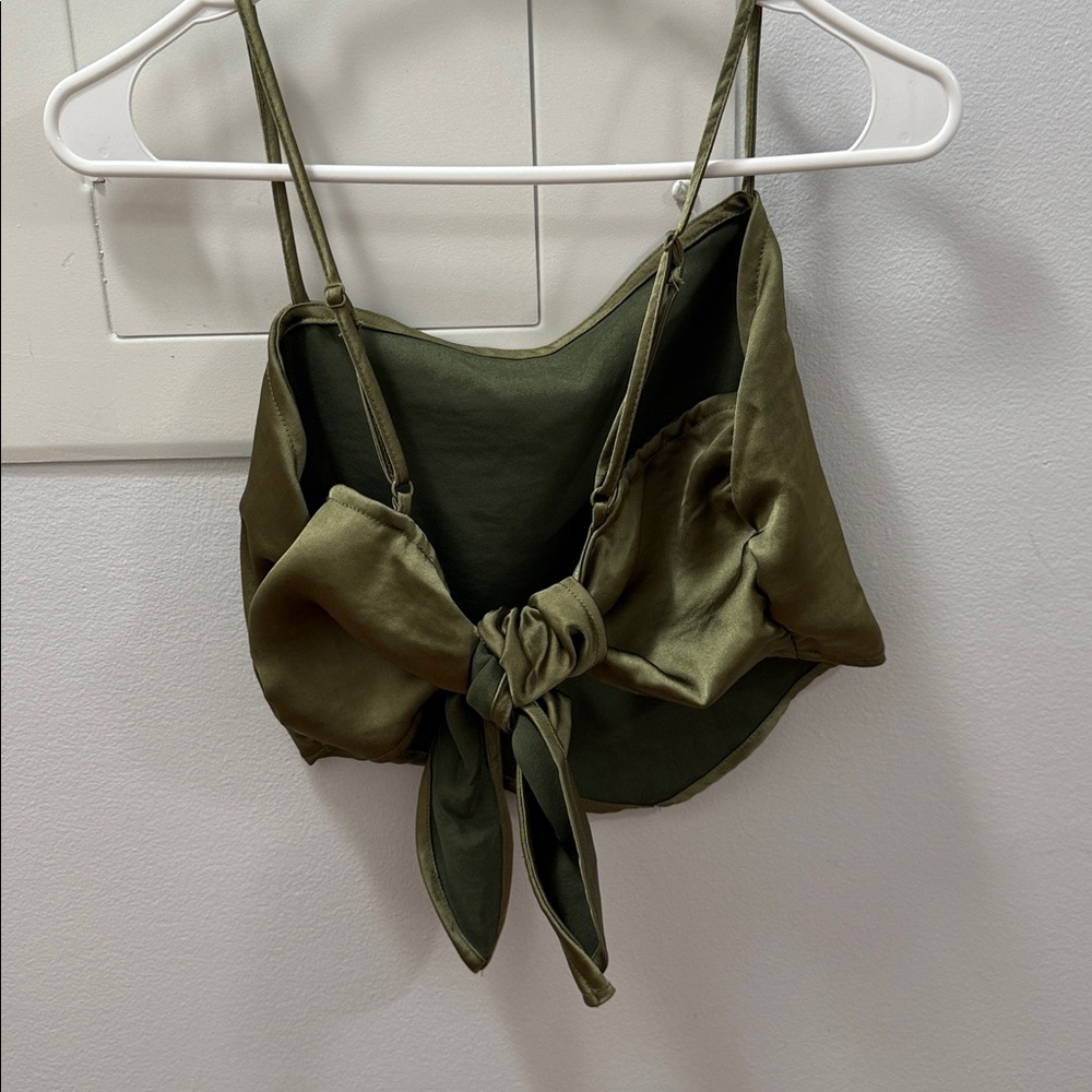 Olive Green Tie-Front Camisole Top